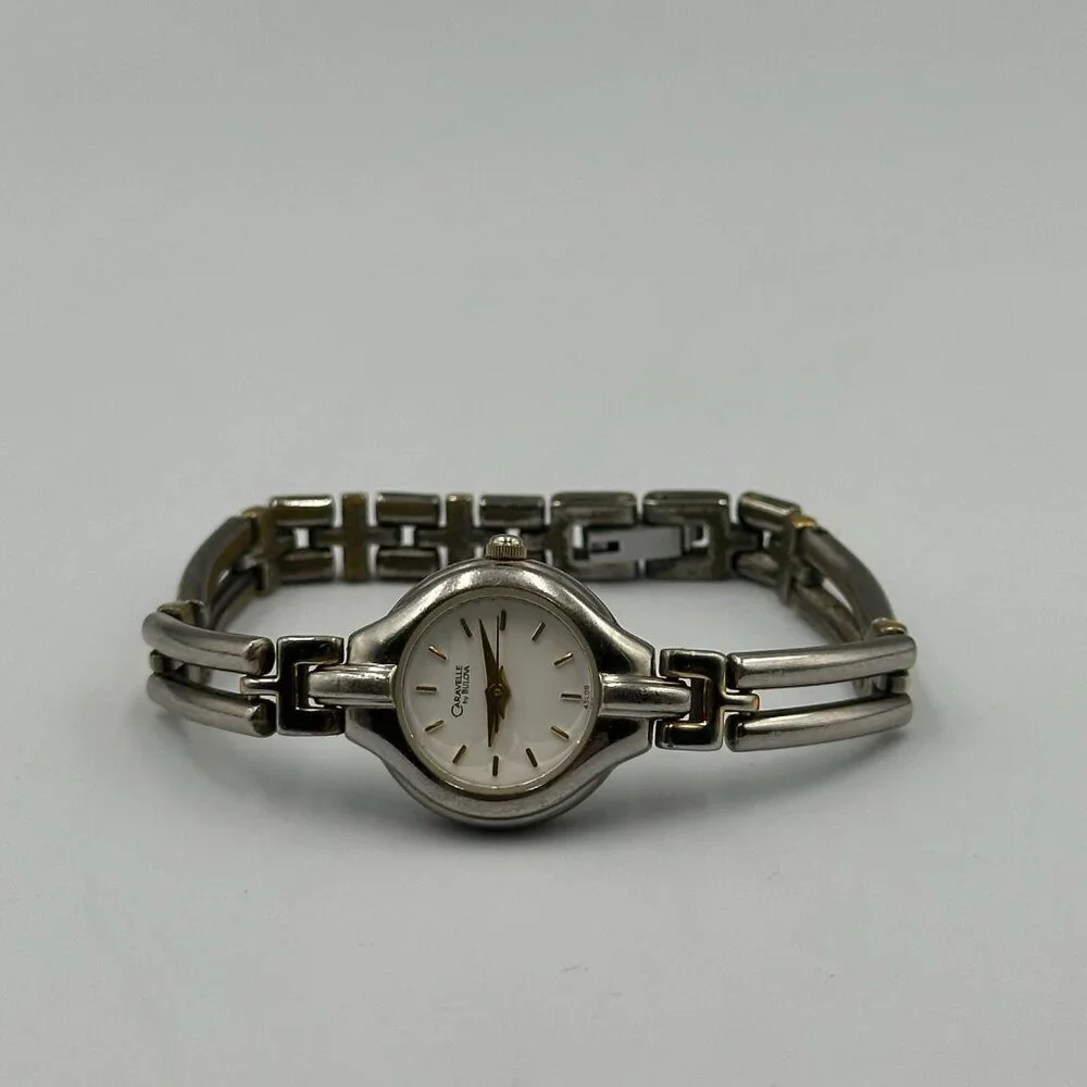 Caravelle by Bulova Watch Women Silver Gold Two Tone Small Dial 20MM New Battery
